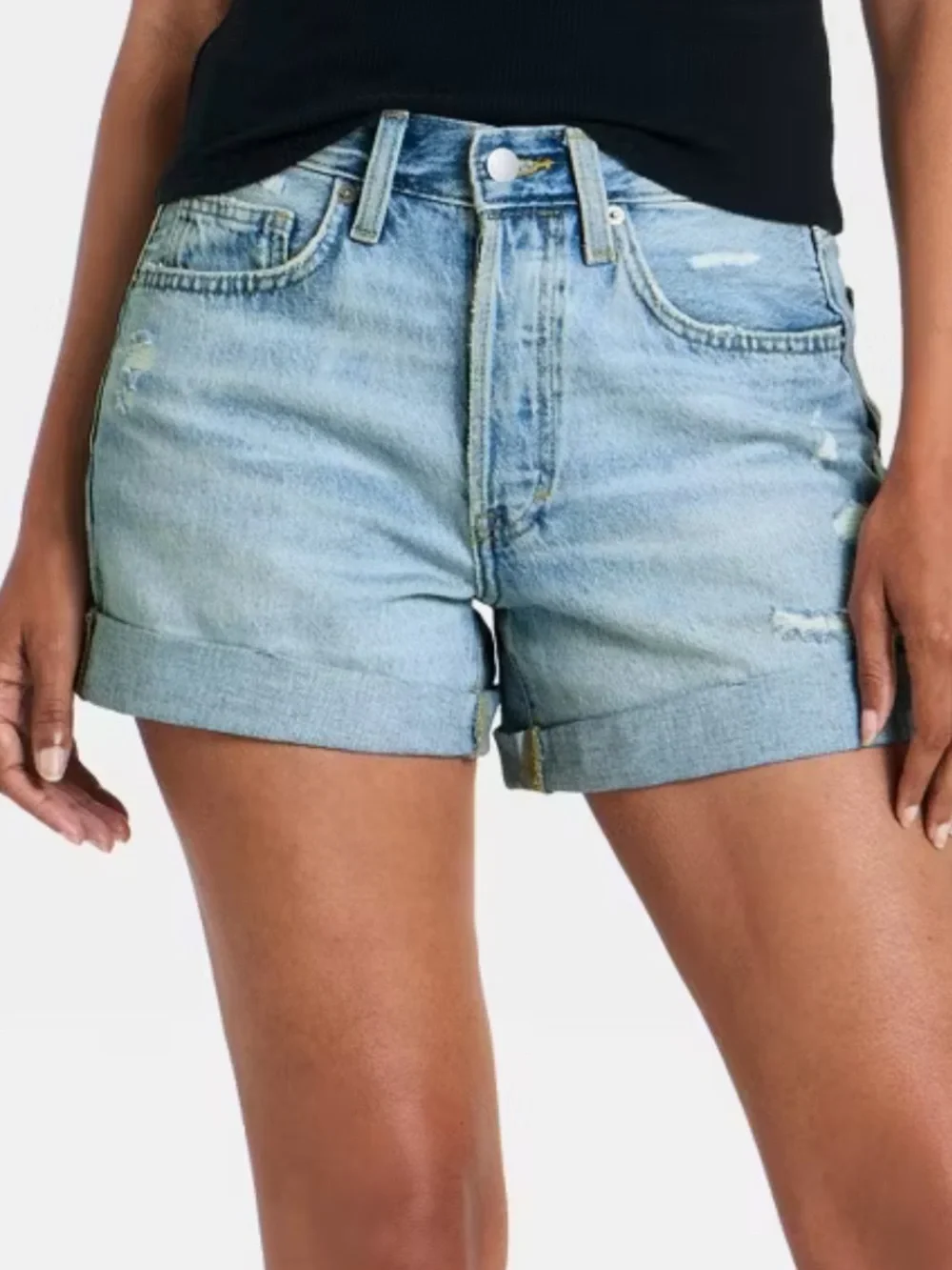 Universal Thread Women's Mid-Rise 90's Baggy Cuff Denim Shorts